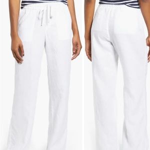 Nordstrom Caslon white linen pants.